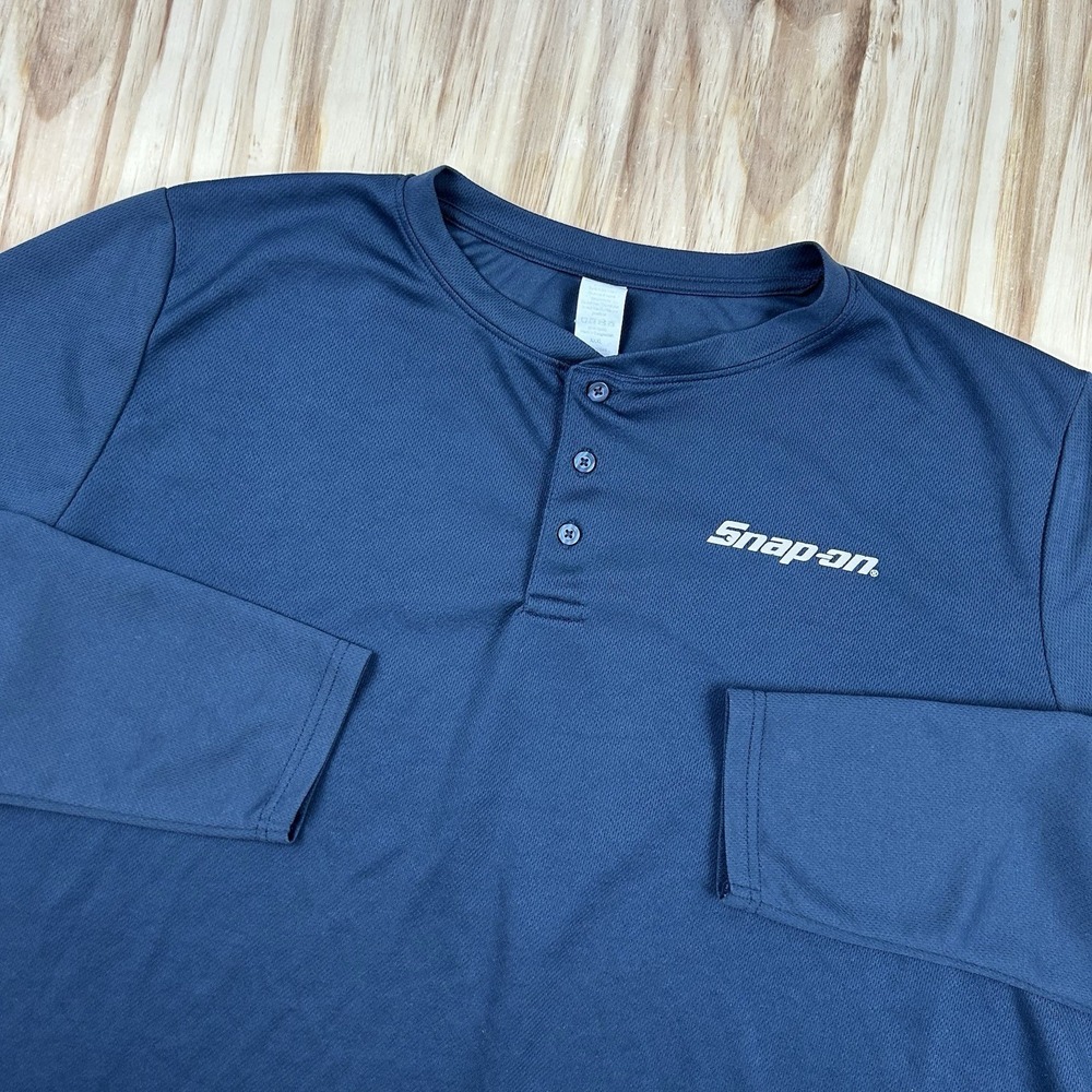 Snap-on Men's 3XL Blue Mesh Henley Long Sleeve Lightweight Work Shirt